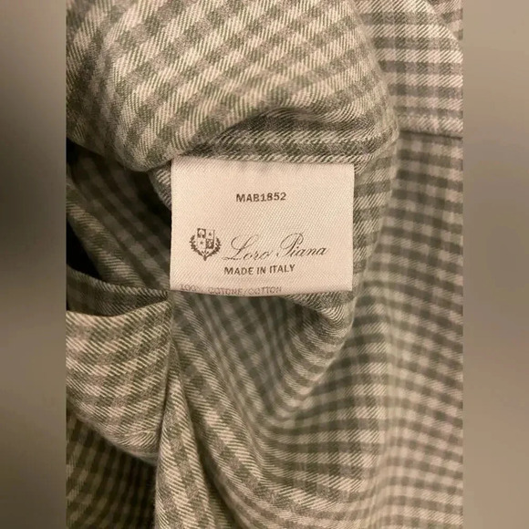 Loro Piana Collared Button Down Checkered Long Sleeve Green Size Medium - Picture 9 of 10